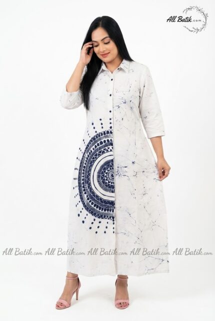 Blue & White Breeze – Handcrafted Batik Dress