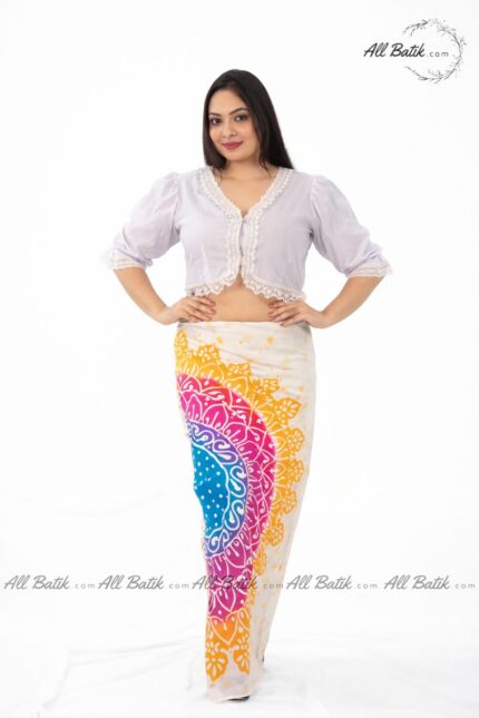 White Cotton Lace Work Long Sleeve Top