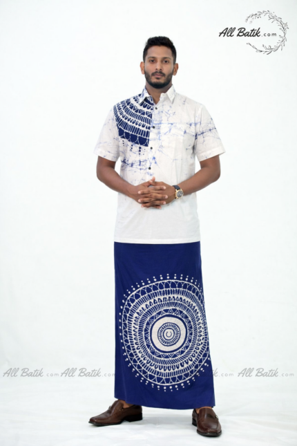Blue & White Mandala Men’s Batik Set