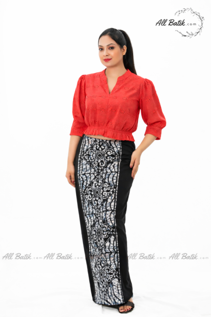 Coral Red Cotton Puff Sleeve Top